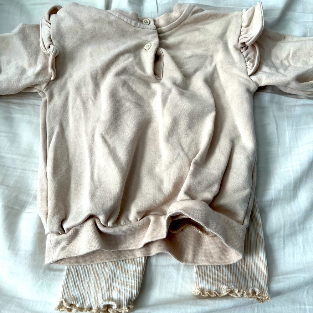 Gap Baby Ruffle Tunic Outfit Set-Oyster-3 to 6 months